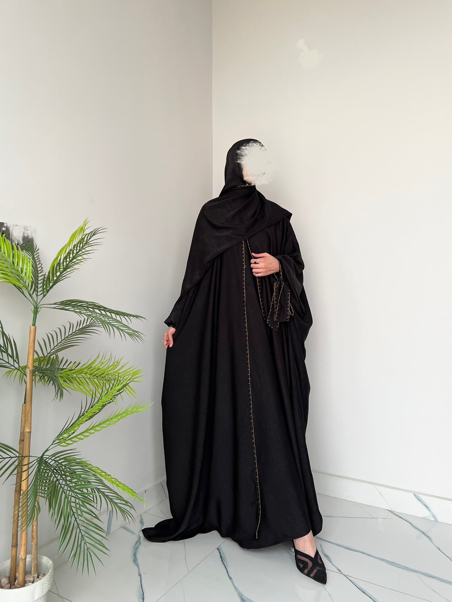 Black - Drape Abaya Set