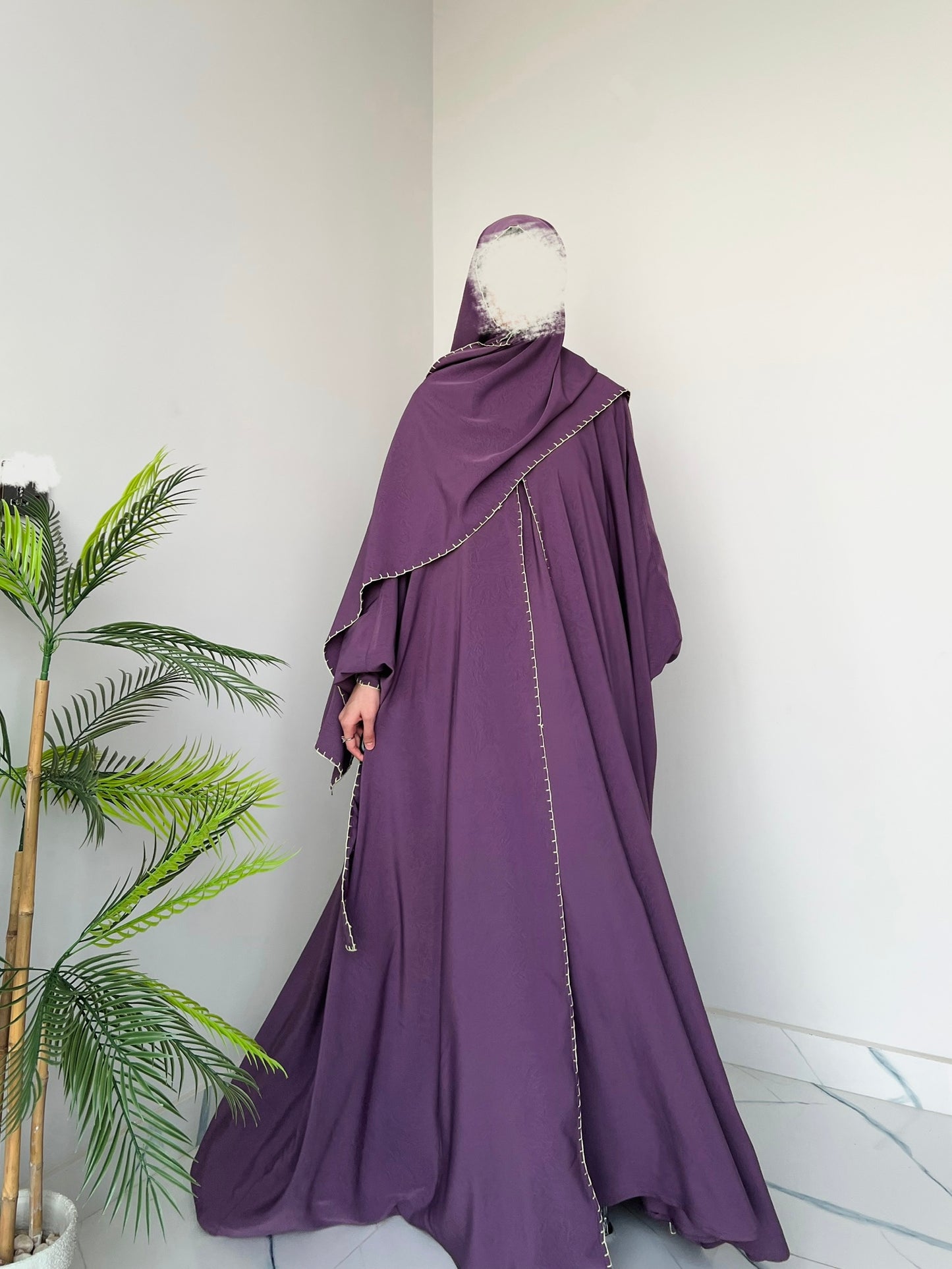 Purple - Drape Abaya Set