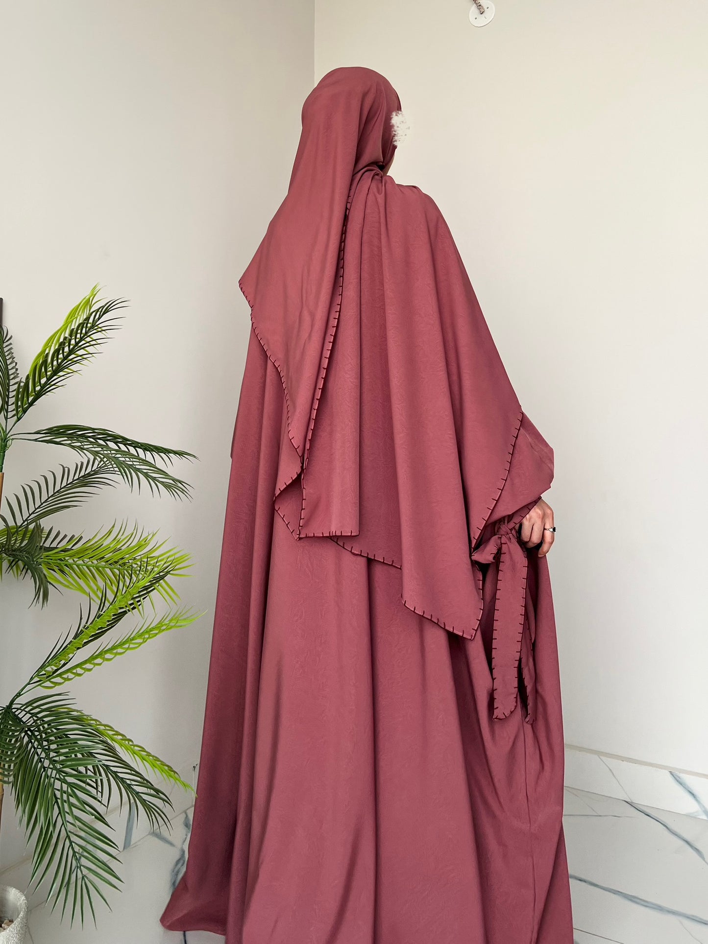 Pink - Drape Abaya Set