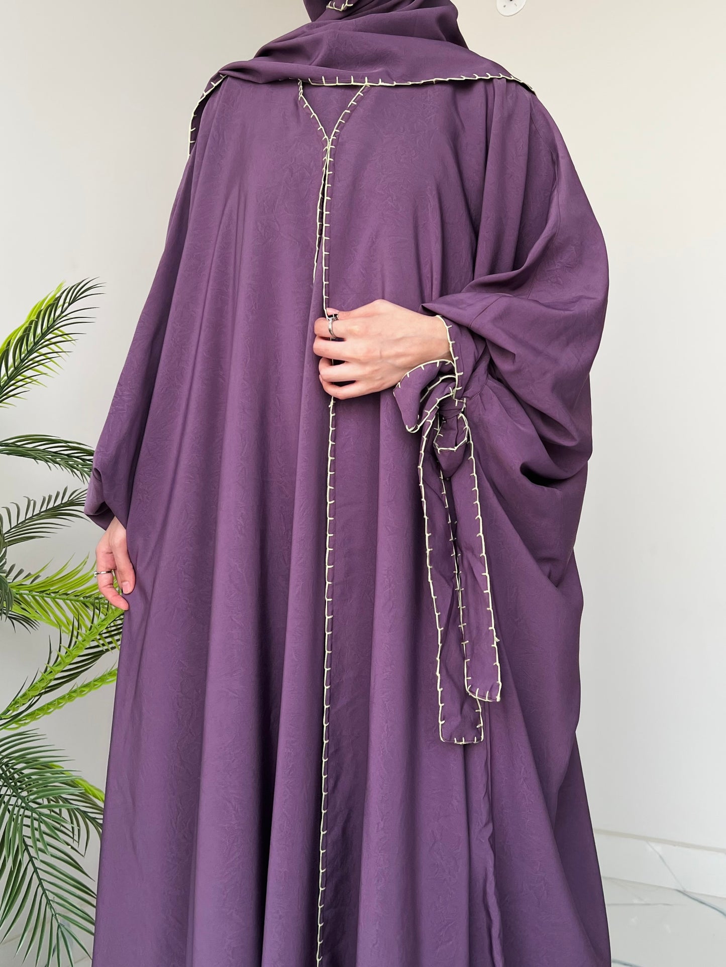Purple - Drape Abaya Set