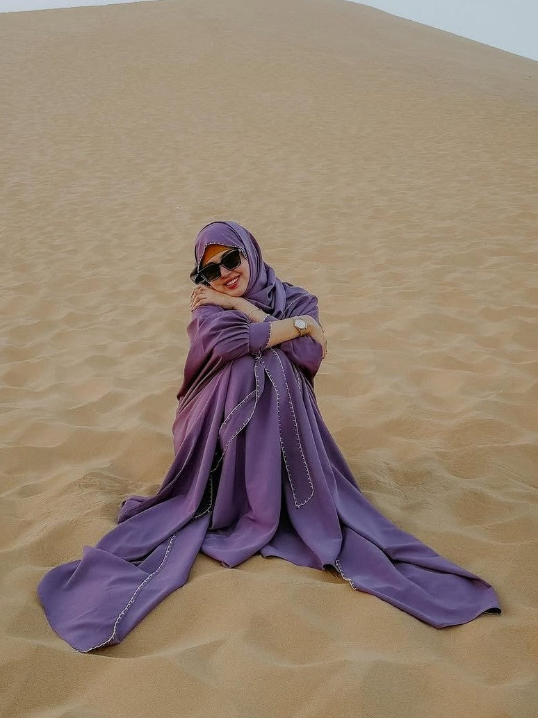 Purple - Drape Abaya Set