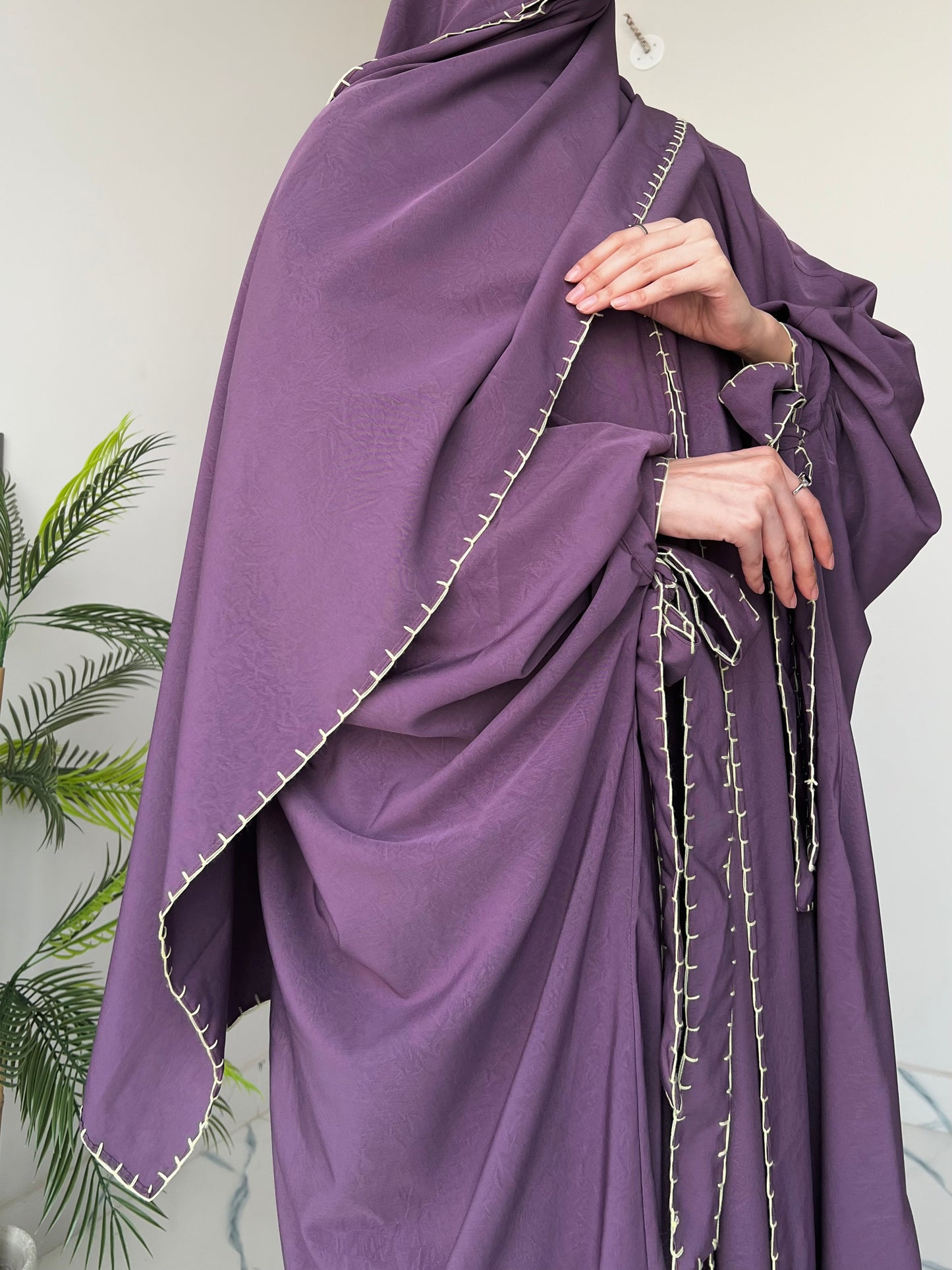 Purple - Drape Abaya Set