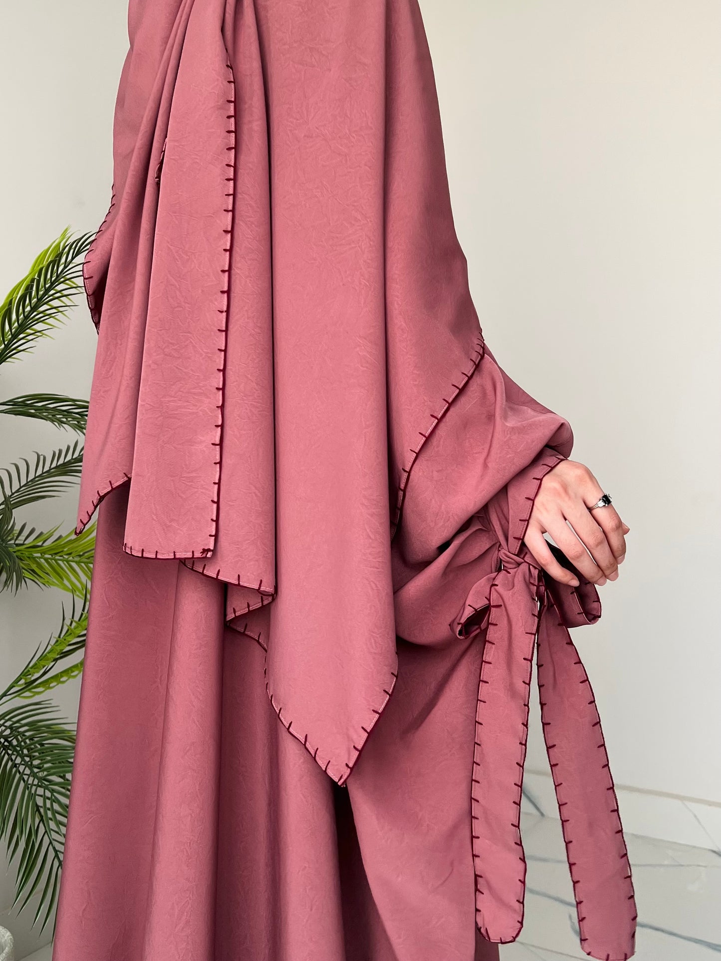 Pink - Drape Abaya Set