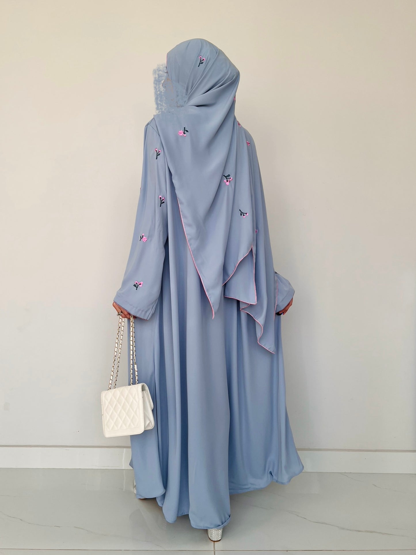 Lotus Blue - Embroidered Abaya