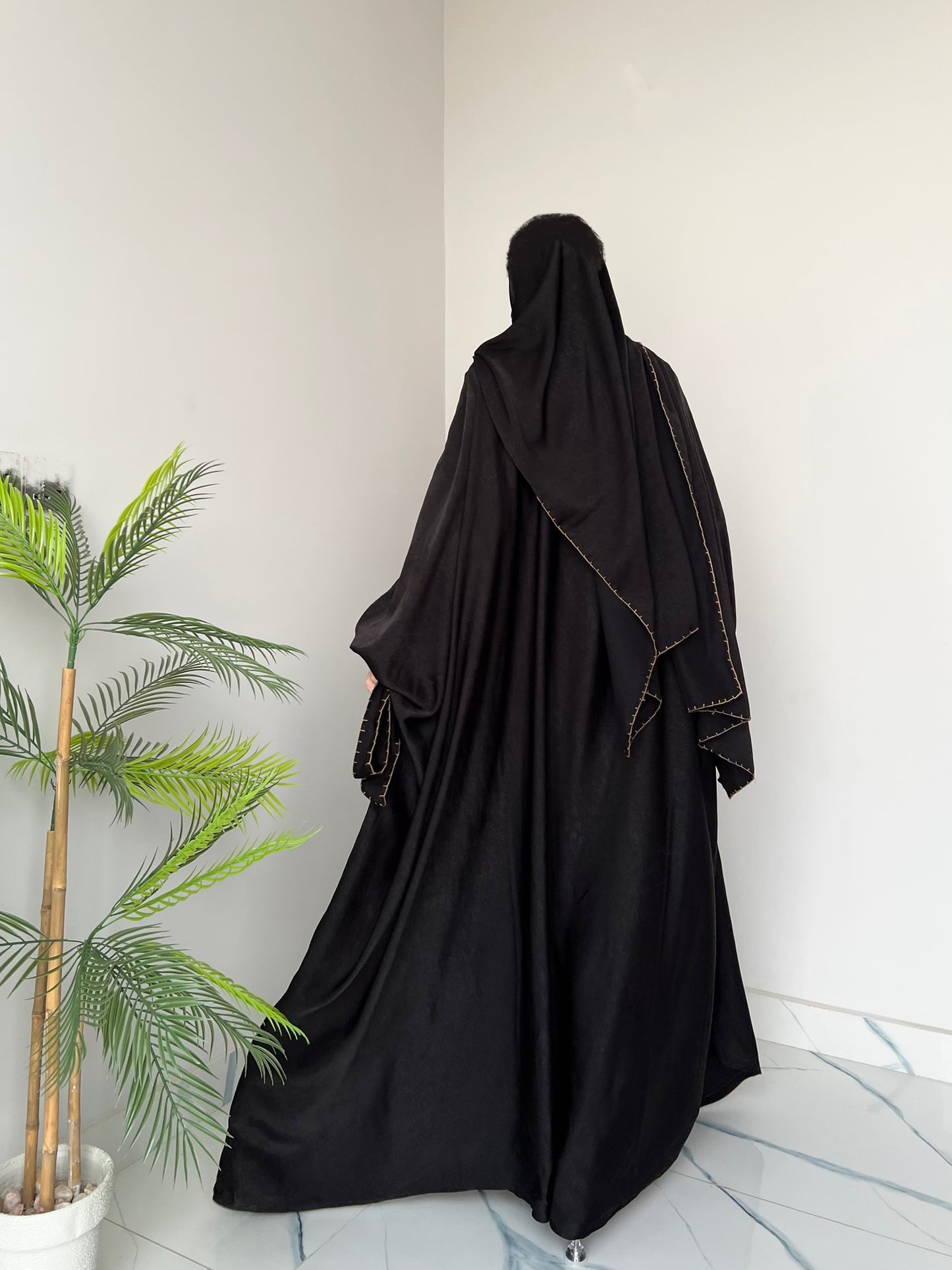 Black - Drape Abaya Set