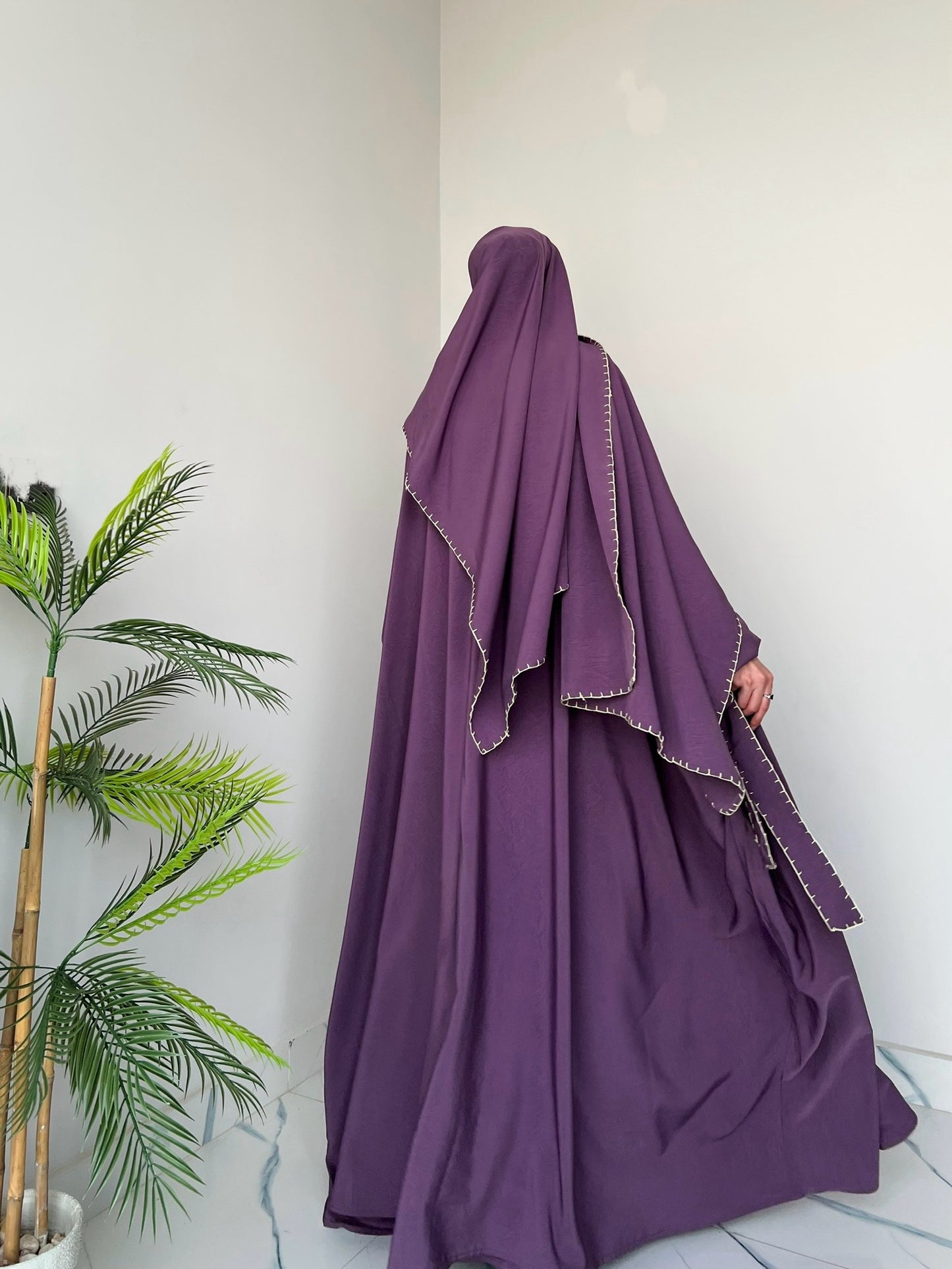Purple - Drape Abaya Set