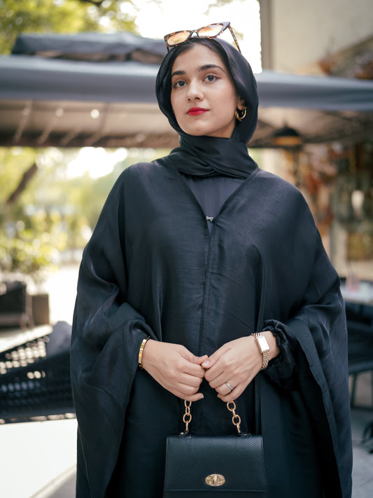 BLACK - HOOR LUXURY SILK ABAYA SET