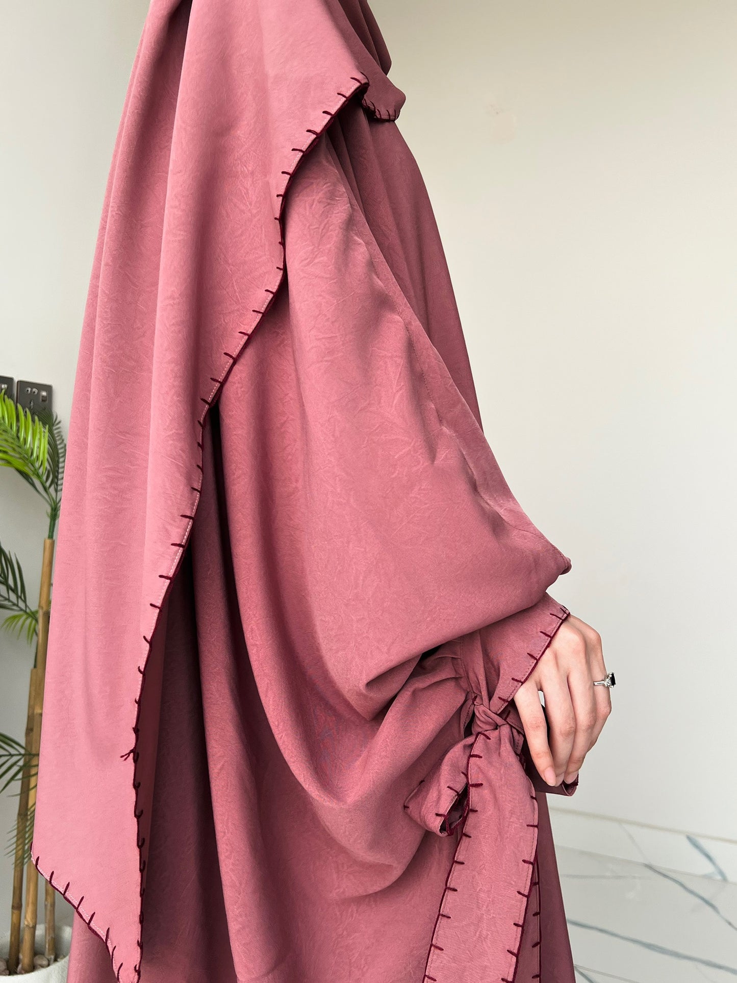 Pink - Drape Abaya Set
