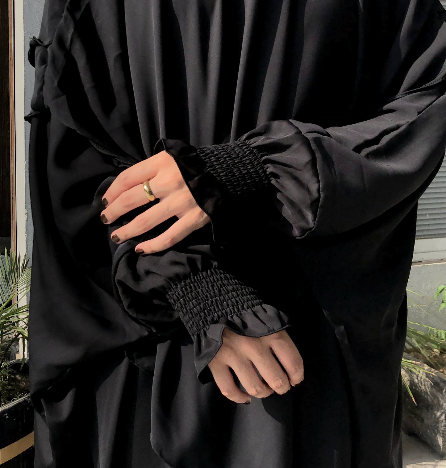 Black Abaya And Double Layer Long Khimar