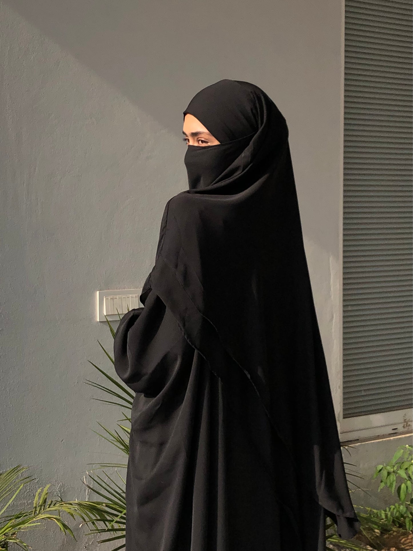 Black Abaya And Double Layer Long Khimar