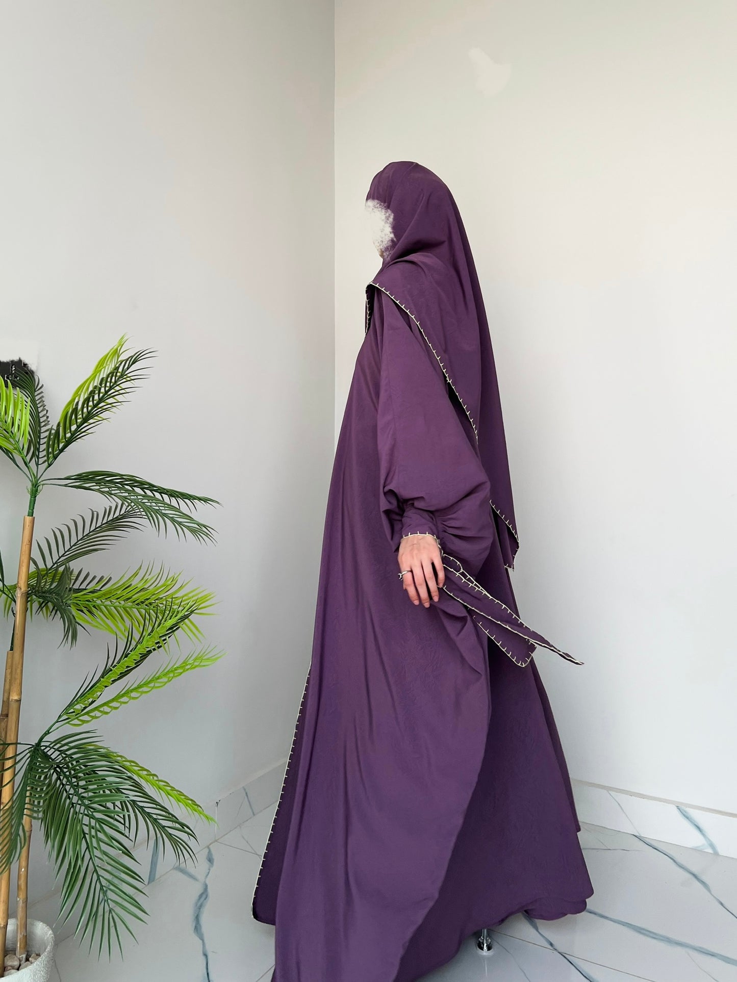 Purple - Drape Abaya Set