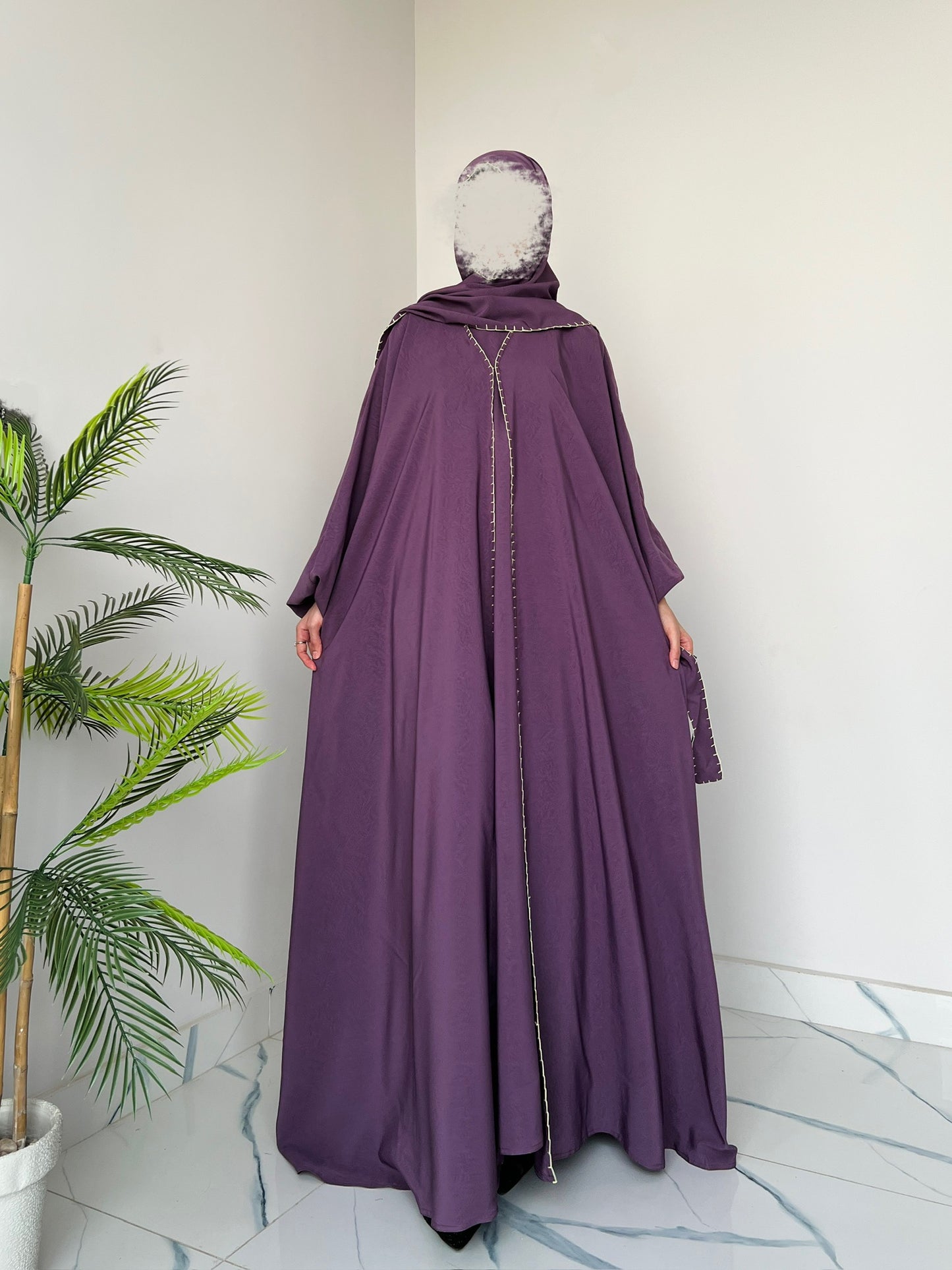 Purple - Drape Abaya Set