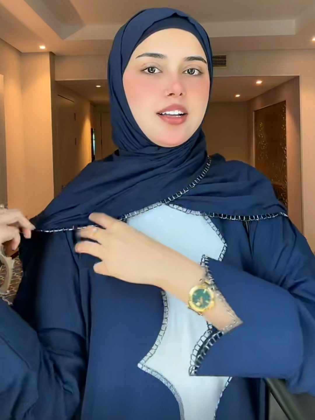 Blue Wavelet Abaya Set
