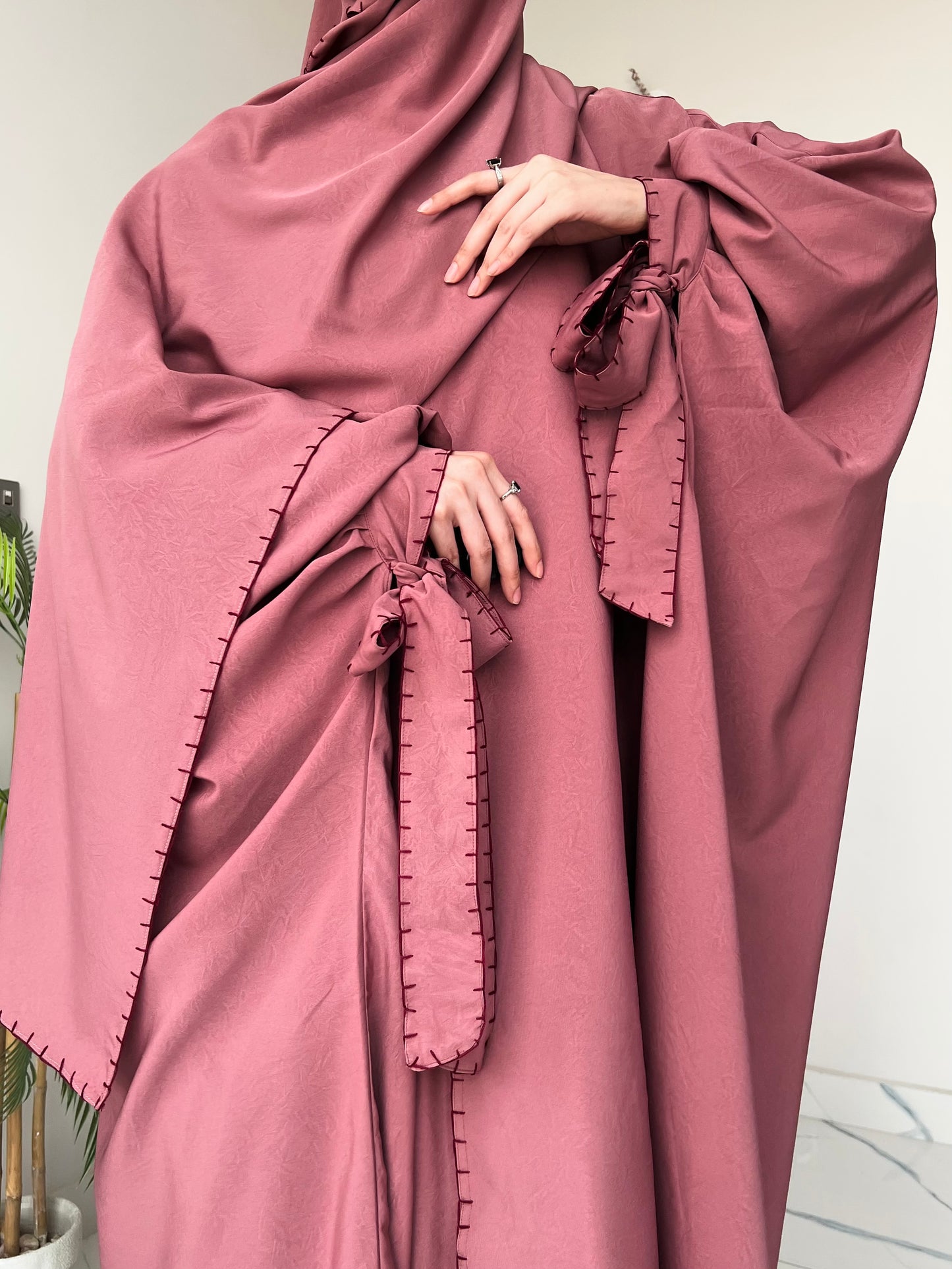 Pink - Drape Abaya Set