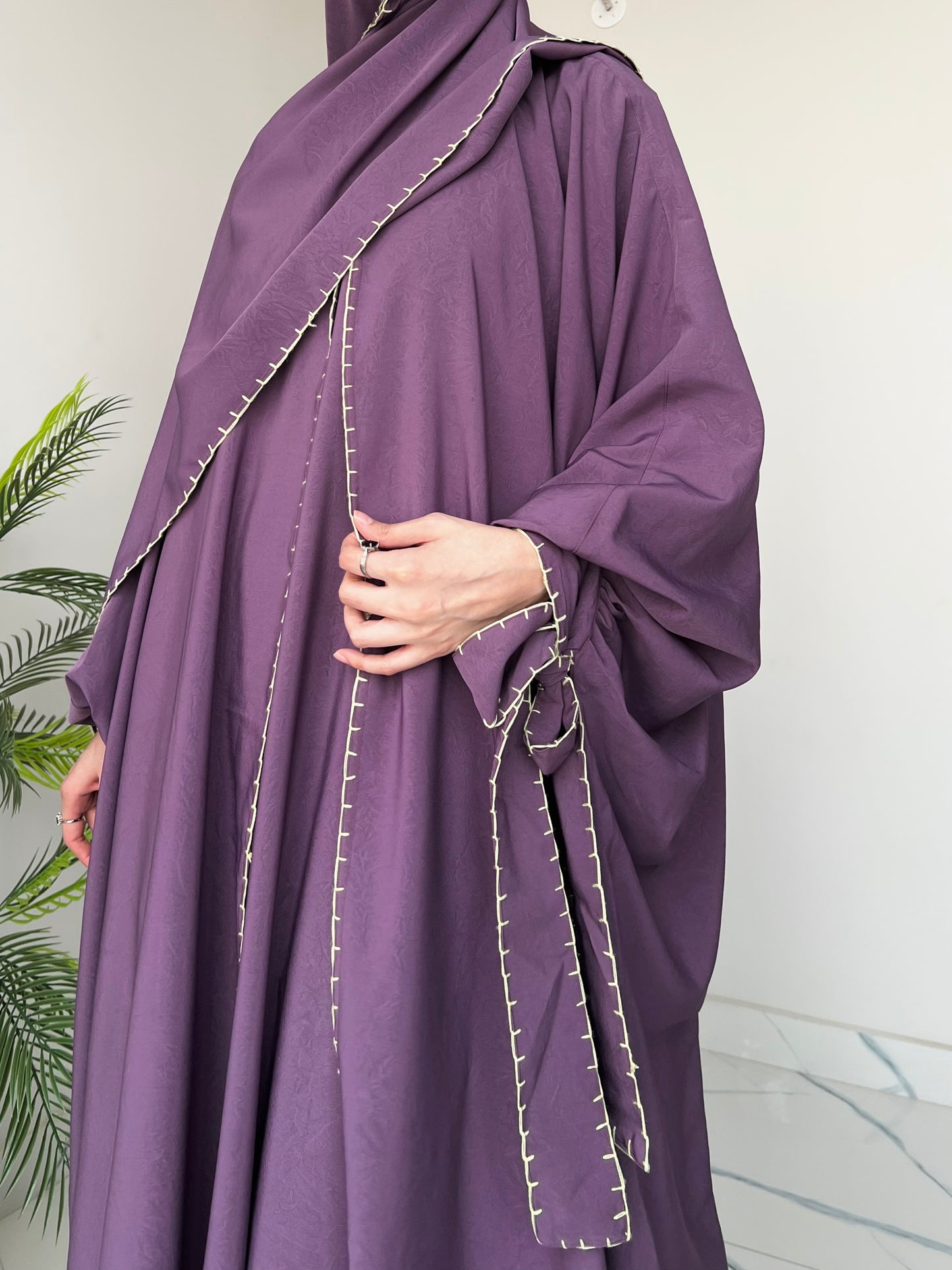 Purple - Drape Abaya Set